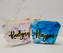 Personalized Coin Pouch - Marble - Set of 2