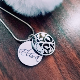 Personalized Life Tree Double Disc Necklace