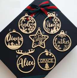 Christmas Wooden Ornament - Set of 6 pcs