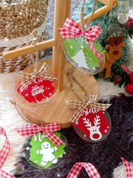Christmas Acrylic Ornament Two Colours - set of 4