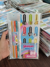 Label, Pencil, Eraser and Sharpener - set of 12